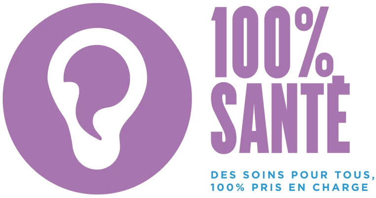 Logo du dispositif 100% Santé pour les appareils auditifs sans reste à charge